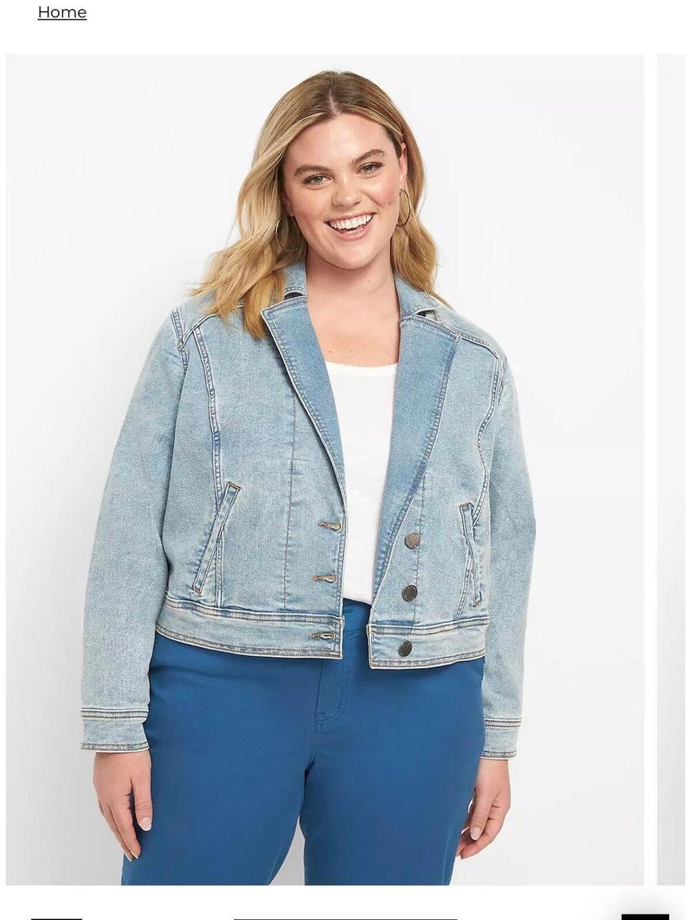 Lane Bryant Denim Crop motto jacket size 18